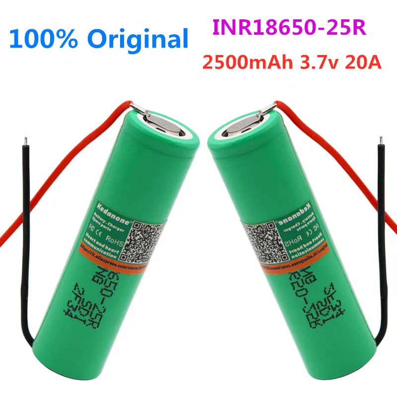 100% Original INR18650-25R 2500mAh Brand for 18650 Battery 2500mAh Rechargeable Battery 3.6V INR18650 25R+DIY Wire
100% Original INR18650-25R 2500mAh Brand for 18650 Battery 2500mAh Rechargeable Battery 3.6V INR18650 25R+DIY Wire