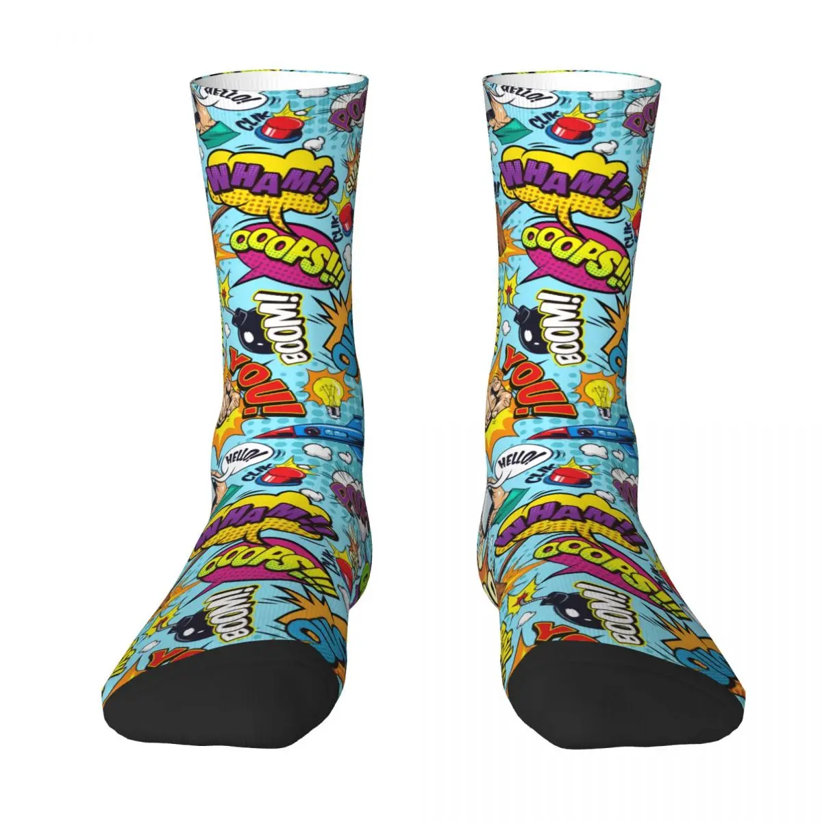 

Colorful Retro Comic Bright Art Sock Socks Men Women Polyester Stockings Customizable Funny