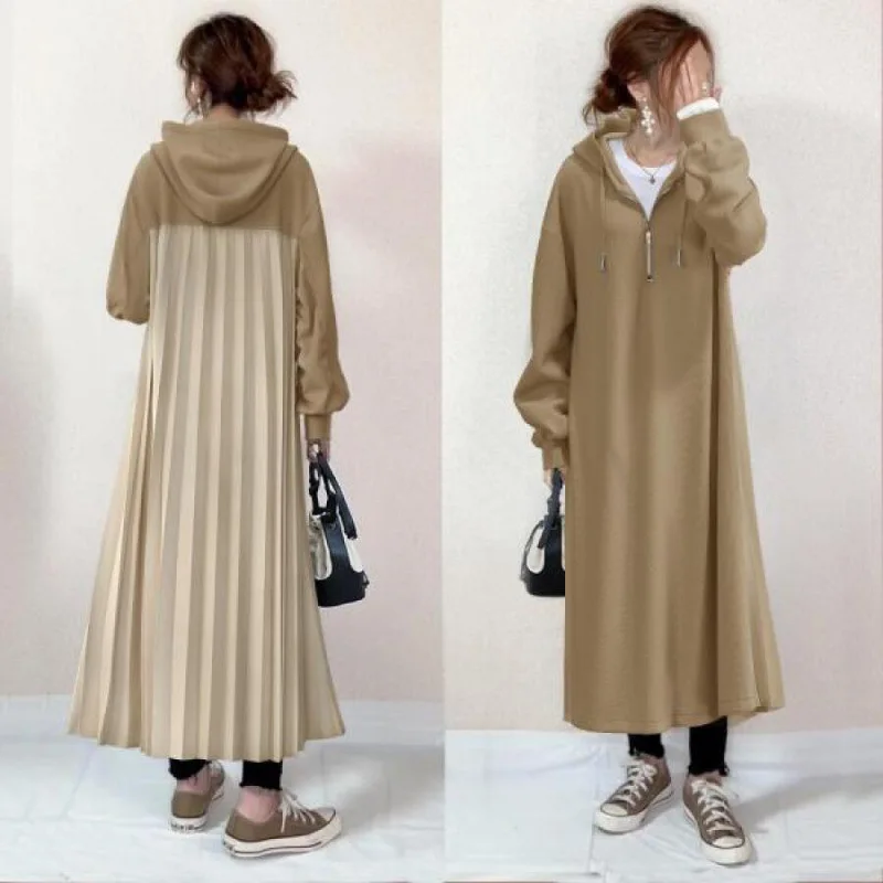 Hot Selling Fashion Casual Dress 2023 Autumn/winter New Japanese Style Back Pleated Patchwork Long Sleeved Loose Hooded Dress
Hot Selling Fashion Casual Dress 2023 Autumn/winter New Japanese Style Back Pleated Patchwork Long Sleeved Loose Hooded Dress