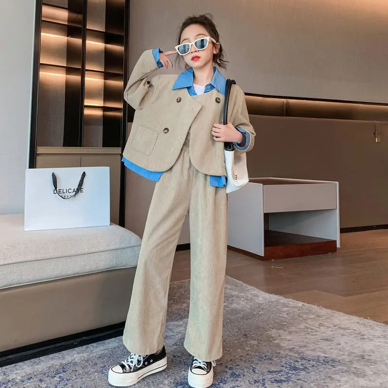 Girls Blazer Suits Clothing Sets Spring Autumn Kids Jackets+Pants with Belt Fashion Loose Formal Teenage Casual Outfits 4-14Year
Girls Blazer Suits Clothing Sets Spring Autumn Kids Jackets+Pants with Belt Fashion Loose Formal Teenage Casual Outfits 4-14Year