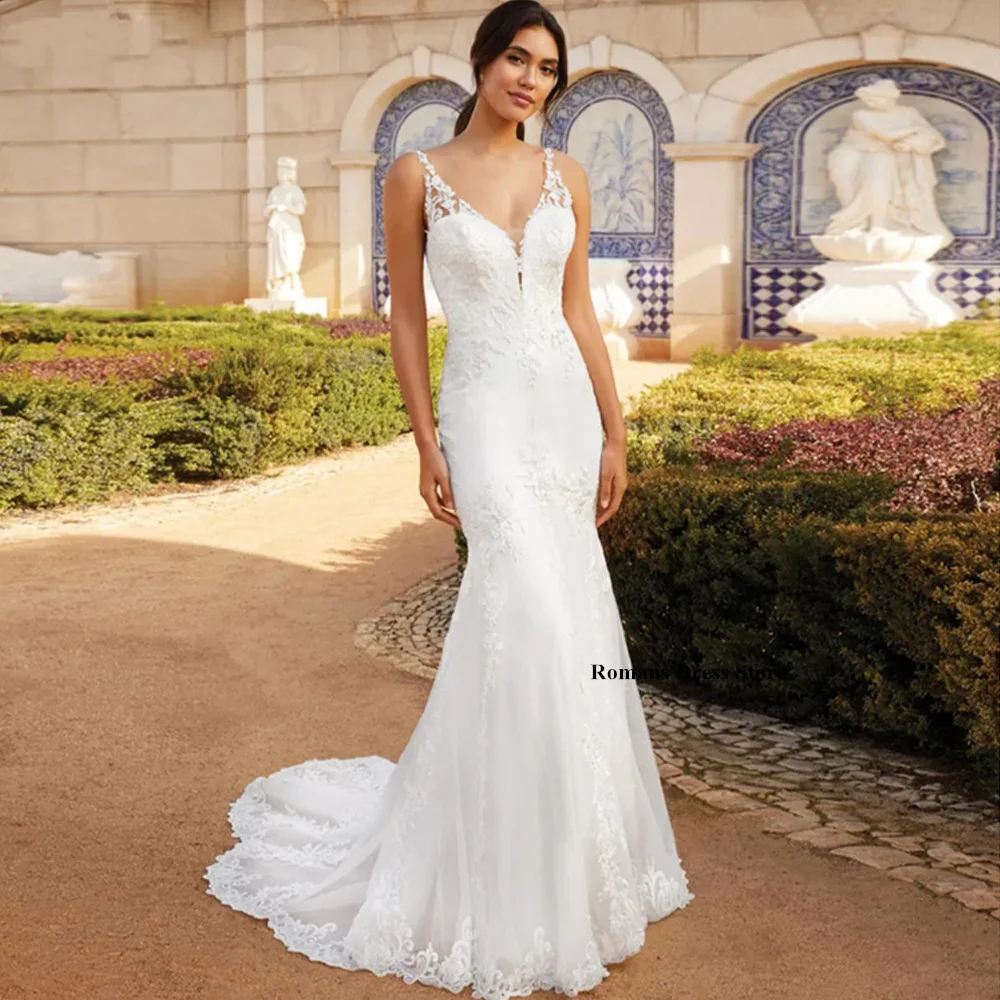 Romans Ivory V-Neck Mermaid Wedding Dress for Women Bride Tulle Backless Formal Occasion Dresses Appliques vestido novia 2023
Romans Ivory V-Neck Mermaid Wedding Dress for Women Bride Tulle Backless Formal Occasion Dresses Appliques vestido novia 2023
