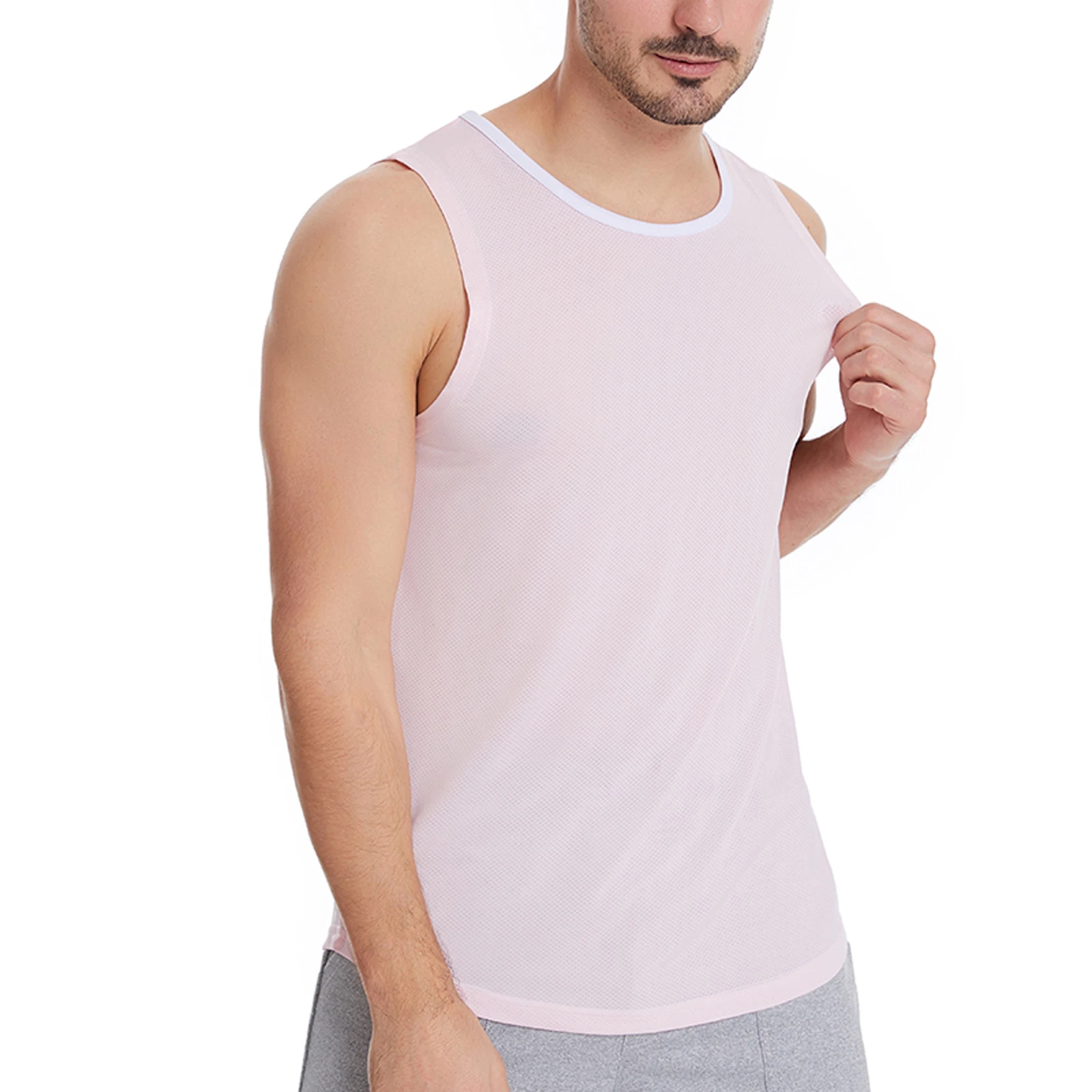 Men'S Ice Silk Vest Sleeveless Round Neck Slim Fit Color-Blocking Color-Blocking Elastic Quick-Drying Fitness Bottoming Top
Men'S Ice Silk Vest Sleeveless Round Neck Slim Fit Color-Blocking Color-Blocking Elastic Quick-Drying Fitness Bottoming Top