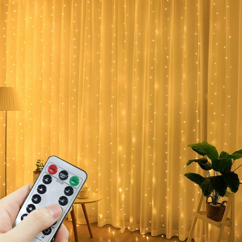 New Year LED Garland Curtain Lights 8 Modes USB Remote Control Fairy Lights String Wedding Christmas Decor for Home Bedroom Lamp
New Year LED Garland Curtain Lights 8 Modes USB Remote Control Fairy Lights String Wedding Christmas Decor for Home Bedroom Lamp