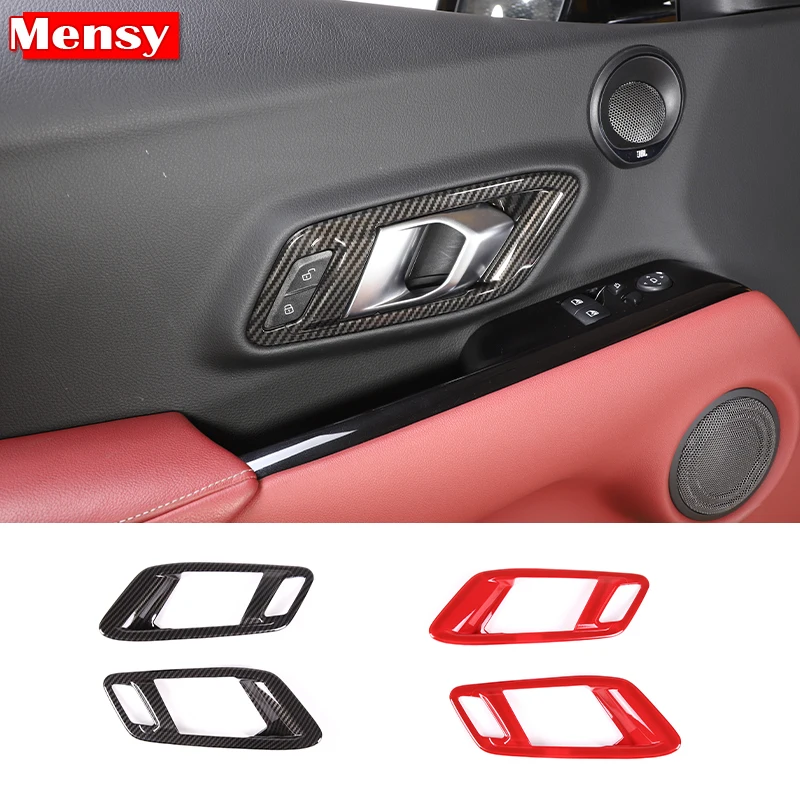 

Carbon Fiber/Red Car Interior Door Handle Door Bowl Trim Frame Sticker For Toyota GR Supra A90 2019-2022 Car Accessories