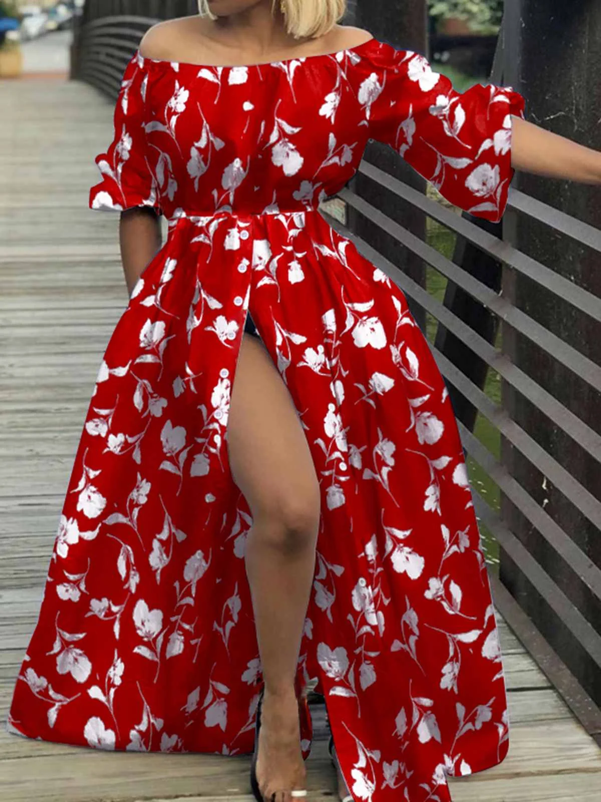 Celmia Sexy Cocktail Off Shoulder Slit Long Dress Women Lantern Sleeve Floral Print Sundress 2024 Summer Buttons Evening Dress
Celmia Sexy Cocktail Off Shoulder Slit Long Dress Women Lantern Sleeve Floral Print Sundress 2024 Summer Buttons Evening Dress