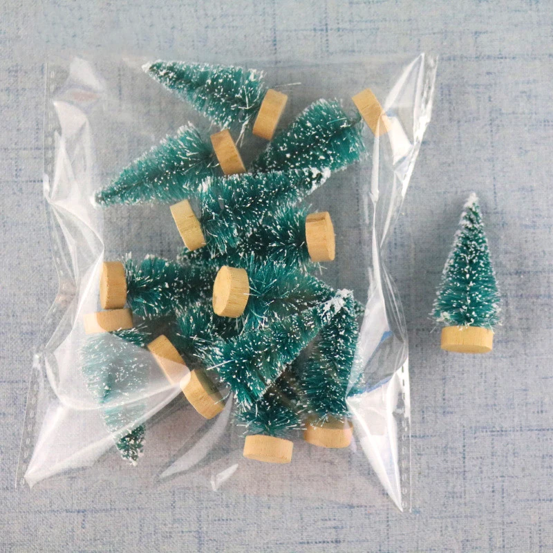 

12pcs Mini Christmas Tree Ornament Small Artificial Pine Sisal Snow Landscape Xmas Trees Christmas Tabletop Decor Gifts Tree