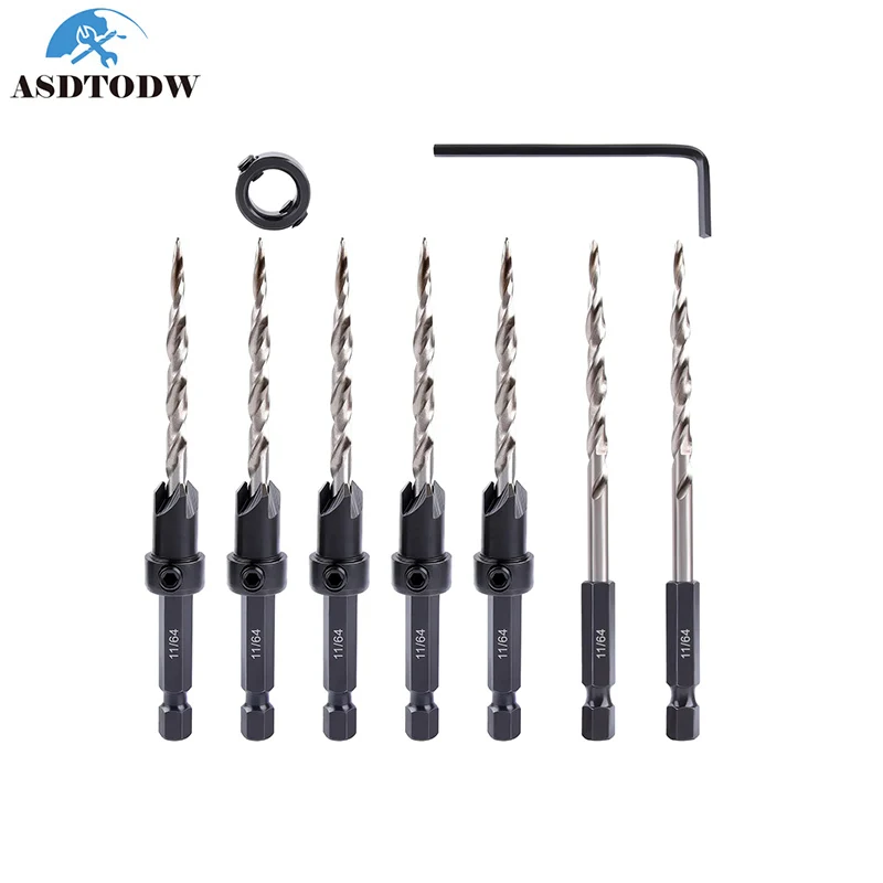 1/4 Inch Hex Shank Wood Countersink Drill Bit Set Tapered Drill for Woodworking 7/64 9/64 11/64 3/16 7/32
1/4 Inch Hex Shank Wood Countersink Drill Bit Set Tapered Drill for Woodworking 7/64 9/64 11/64 3/16 7/32