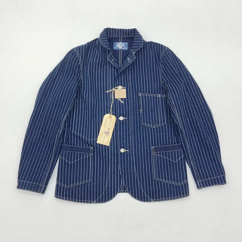 

BOB DONG Railroad Wabash Stripes Work Jacket Indigo Vintage Men's Coat Workwear