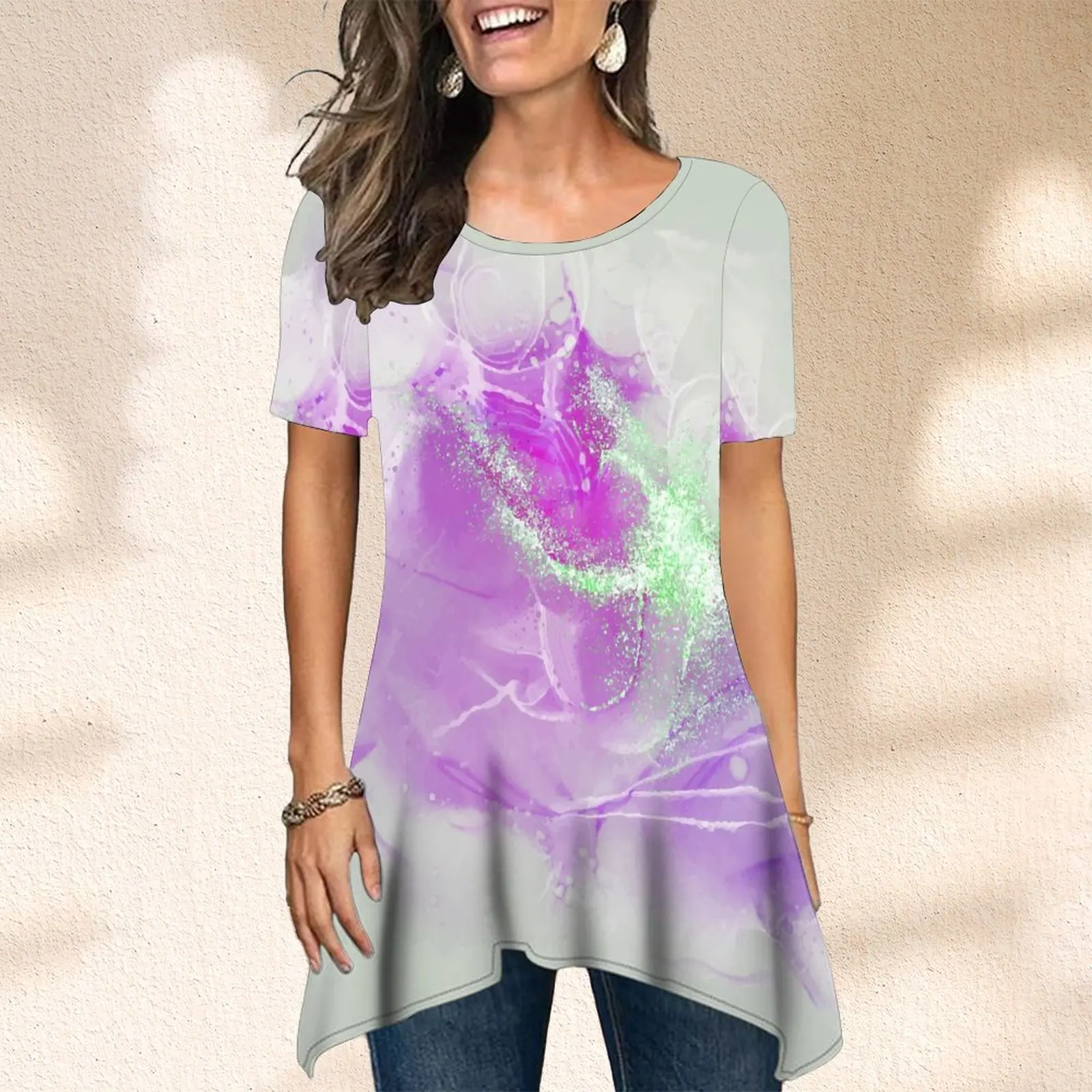 Summer Women's Short Sleeve T-Shirt Blouse Fashion Doodle Flower Print Clothes Tee Shirt
Summer Women's Short Sleeve T-Shirt Blouse Fashion Doodle Flower Print Clothes Tee Shirt