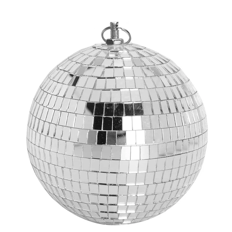 

Зеркальный шар для дискотеки, 30 см, отражающие зеркальные серебряные шарики для сцены с подвесными кольцами для танцев, дня рождения, дома