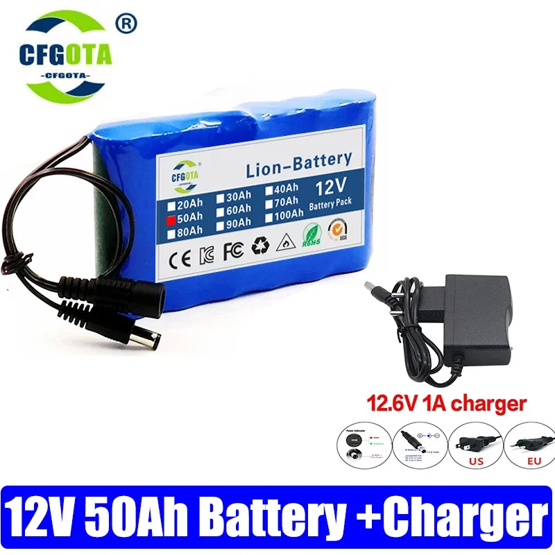 18650 3S2P 12V 50000mah Original Lithium Ion Battery DC 12.6V 50Ah Rechargeable CCTV, Camera Monitor Replacement Battery + Charg
18650 3S2P 12V 50000mah Original Lithium Ion Battery DC 12.6V 50Ah Rechargeable CCTV, Camera Monitor Replacement Battery + Charg