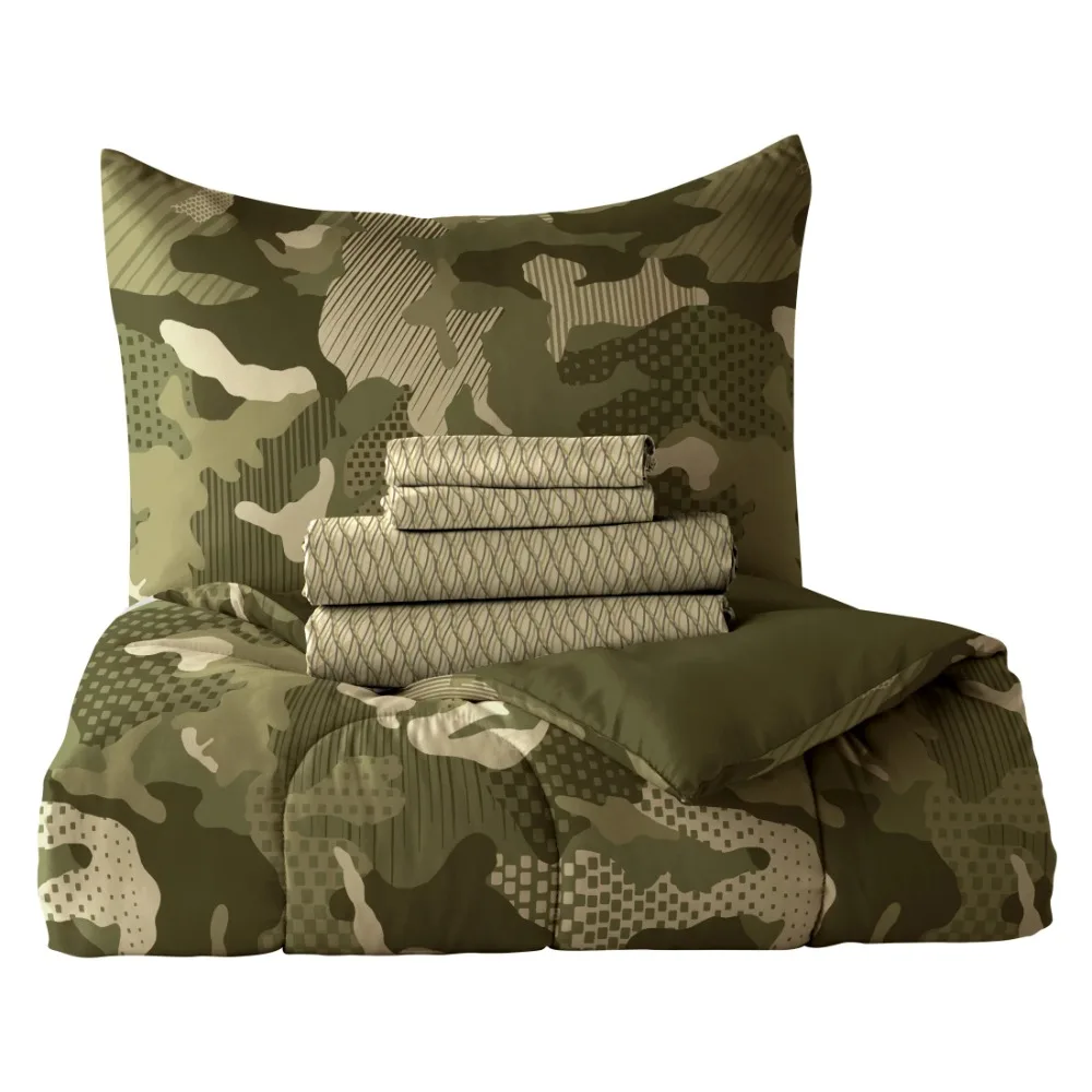 

Geo Camo Full 7 Piece Comforter Set, Bed-in-a-Bag, Cotton/Polyester, Camouflage, Multi, Unisex, Child Full bedding set
