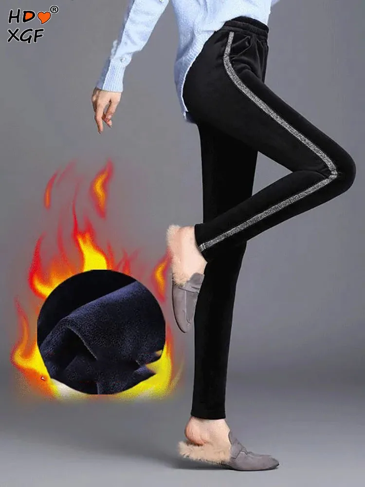 Pleuche Thickening Stripes Patchwork Leggings Women Vintage Elastic High Waist Plus Velvet Slim Pants Casual All-match Trousers
Pleuche Thickening Stripes Patchwork Leggings Women Vintage Elastic High Waist Plus Velvet Slim Pants Casual All-match Trousers