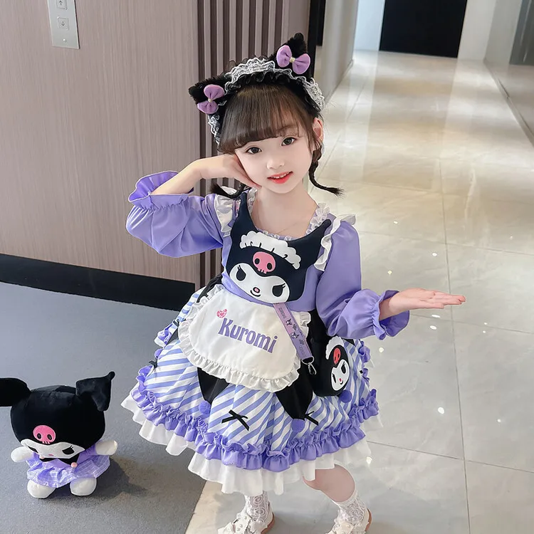 

Miniso Sanrio Kuromi My Melody Children Dress Cute Anime Lolita Princess Dresses Summer Outdoor Party Sweet Girls Birthday Gift