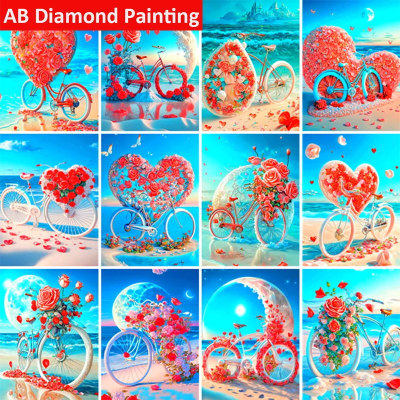 DIY AB Diamond Painting Heart Rose Flower Bicycle Diamond Embroidery Mosaic Rhinestone Picture Home Living Room Bedroom Decor
DIY AB Diamond Painting Heart Rose Flower Bicycle Diamond Embroidery Mosaic Rhinestone Picture Home Living Room Bedroom Decor