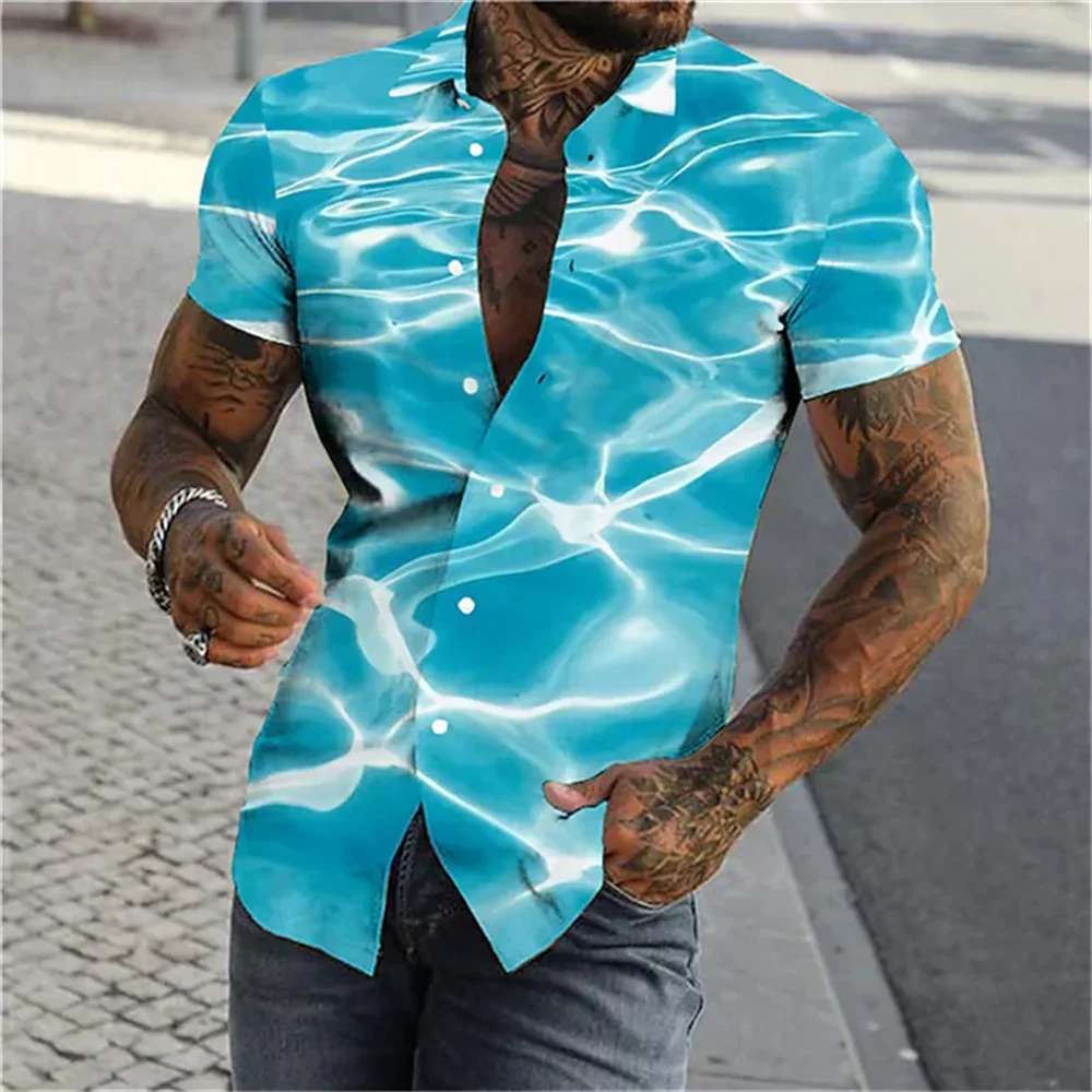 

2023 New Men's Aloha shirt Flamingo Coconut Tree Pattern 3D Print Fashion Beach Holiday Casual Short Sleeve Shirt