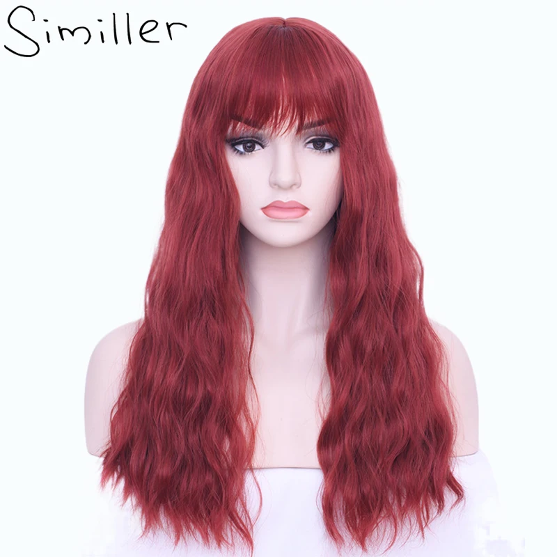 Similler Women Synthetic Wigs Medium Length Curly Hair Central Part Heat Resistance Dark Red Cosplay Wig with Bang
Similler Women Synthetic Wigs Medium Length Curly Hair Central Part Heat Resistance Dark Red Cosplay Wig with Bang