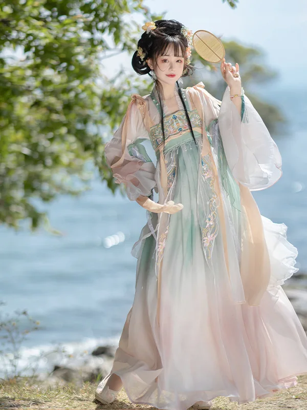 

Chinese style Hanfu female chest-length Han elements heavy industry embroidery Tang daily exquisite fairy suit