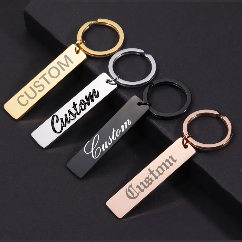 

Personalized Keychain Stainless Engrave Name and Date Customized Keyring Lover Couples Men Women Custom Birthday Gifts Key Ring