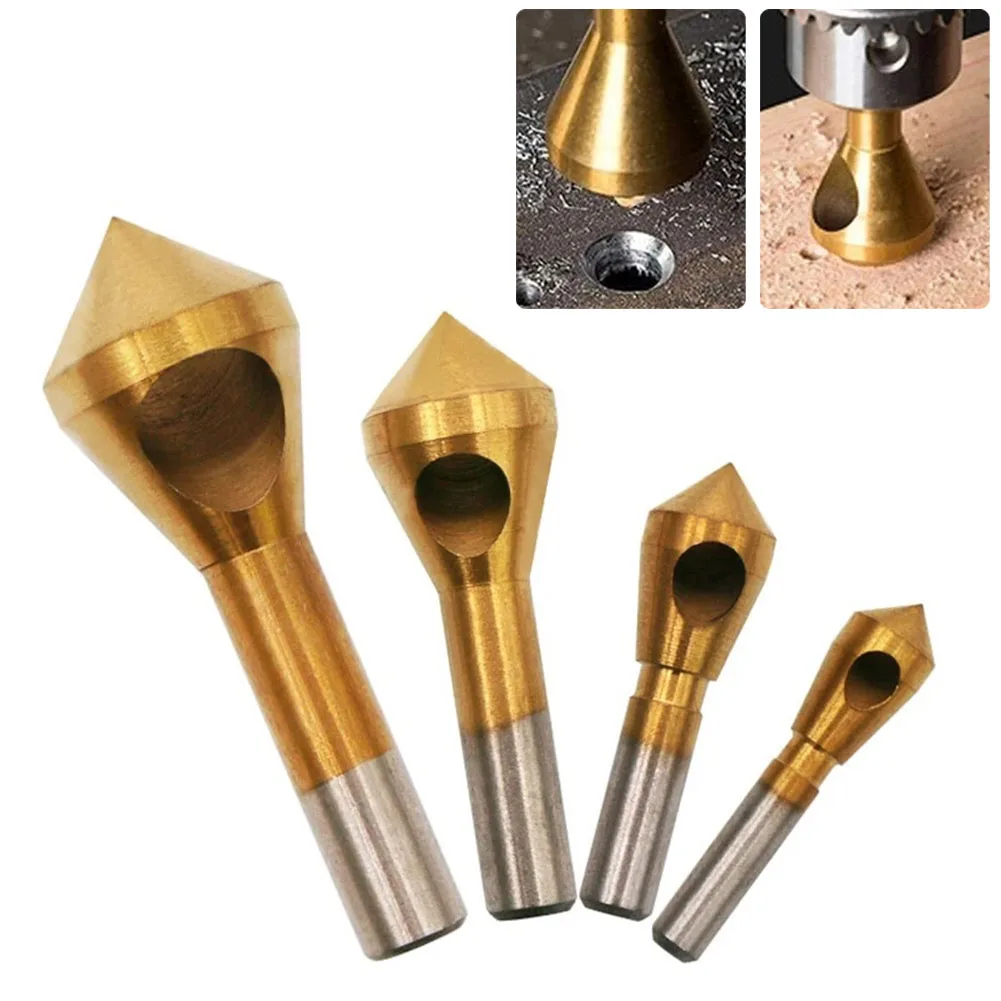 

1pc Titanium-Plated Coated Countersink Drill Bit Deburring Drill Taper Hole Cutter Head Chamfering 2-20 Power Tools Accessories