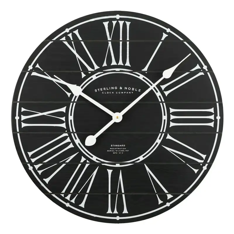 

Indoor Black Analog Round Modern Farmhouse Wall Clock with Roman Numeral Numbers настенные часы цифровые As