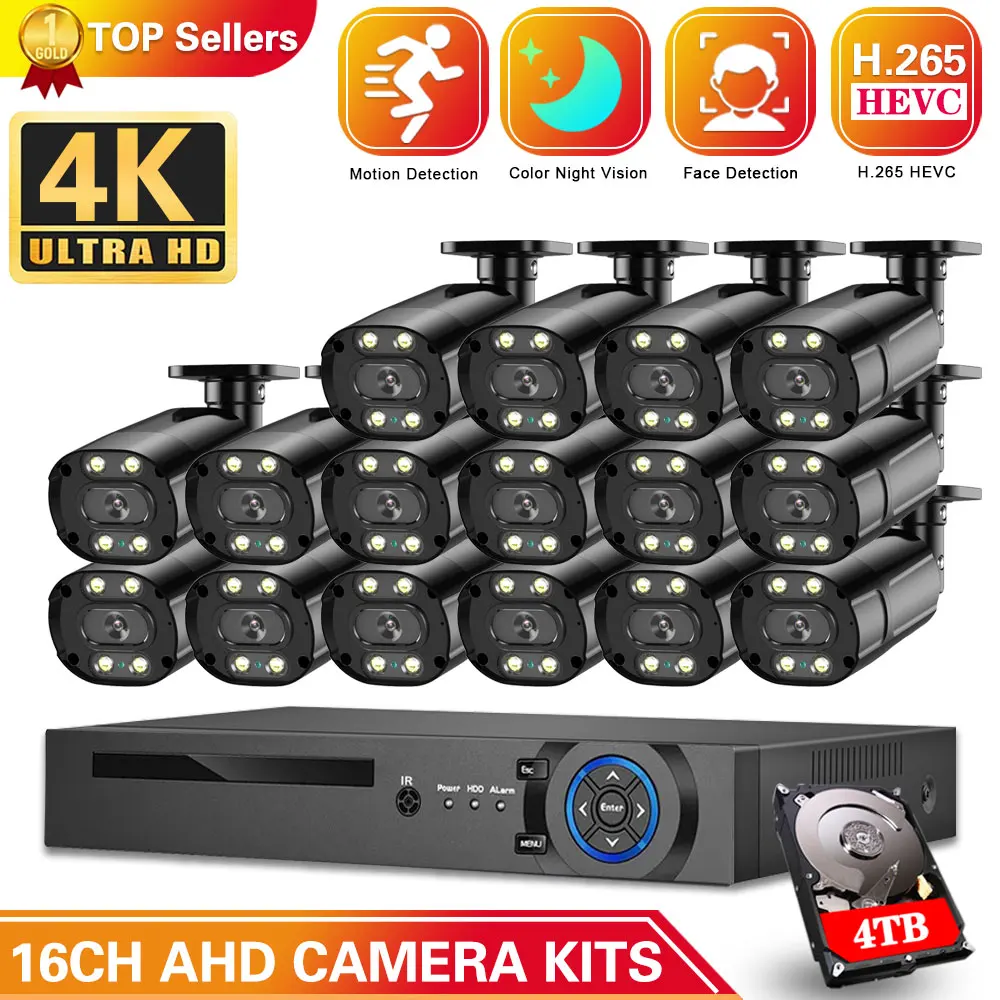 4K 16CH AHD DVR Security Camera System 8MP HD Camera IP66 Waterproof Full Color Night Vision CCTV Video Surveillance Camera Kit
4K 16CH AHD DVR Security Camera System 8MP HD Camera IP66 Waterproof Full Color Night Vision CCTV Video Surveillance Camera Kit