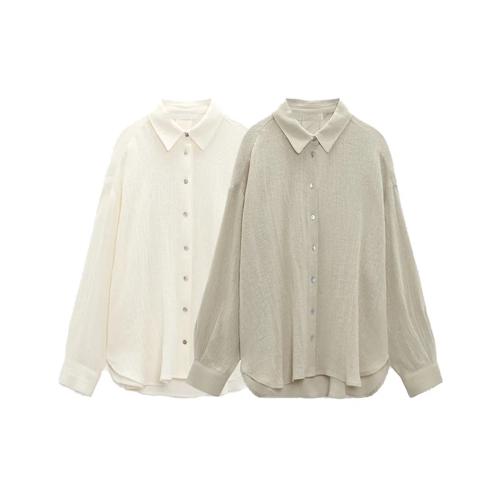 Zach AiIsa new women's all-match simple high-quality vacation style single-breasted long-sleeved lapel loose casual shirt
Zach AiIsa new women's all-match simple high-quality vacation style single-breasted long-sleeved lapel loose casual shirt