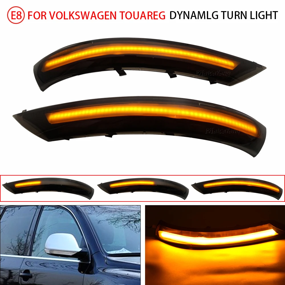 

2pcs For VW Volkswagen Touareg I MK1 7L 2007 2008 2009 2010 Car Dynamic Turn Signal Lamp Side Mirror Sequential LED Light