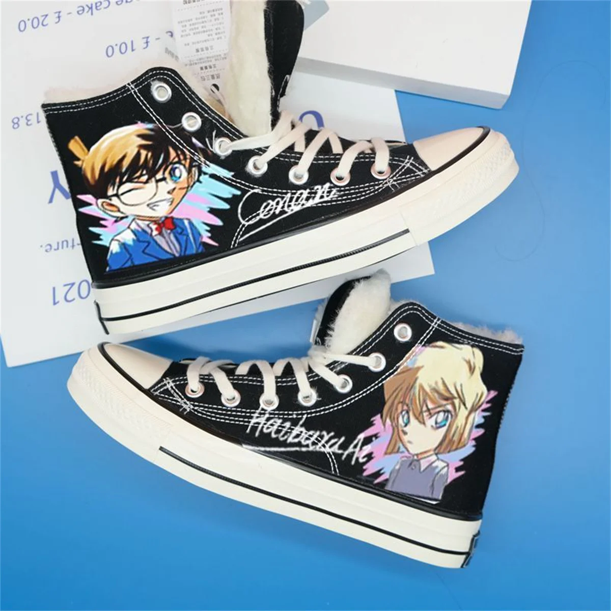 Japanese Anime Detective Conan Kudou Shinichi Rachel Moore Colour Flat Bottom Round Head Thicken Warm High Top Canvas Shoes
Japanese Anime Detective Conan Kudou Shinichi Rachel Moore Colour Flat Bottom Round Head Thicken Warm High Top Canvas Shoes