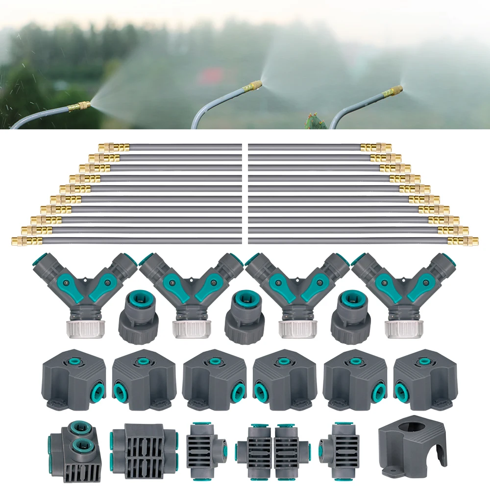 

Шланговые фитинги 12 мм, латунные туманообразующие насадки без изгиба на 360 ° С быстроразъемным соединителем, садовая система охлаждения, разбрызгиватели для орошения