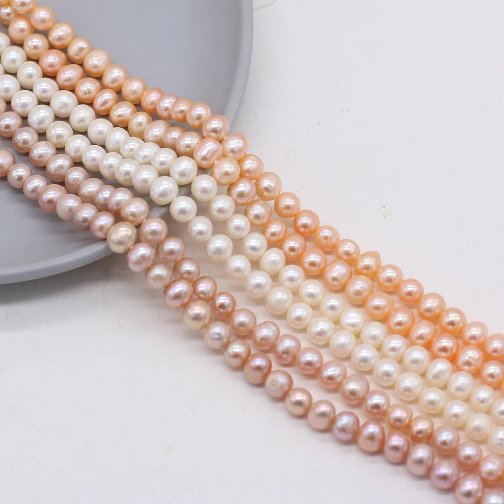 

Real Natural Freshwater White Pearl Near Round Beads Spacer Beads for Jewelry Making Diy Bracelet Necklace Gift 6-7MM 36CM