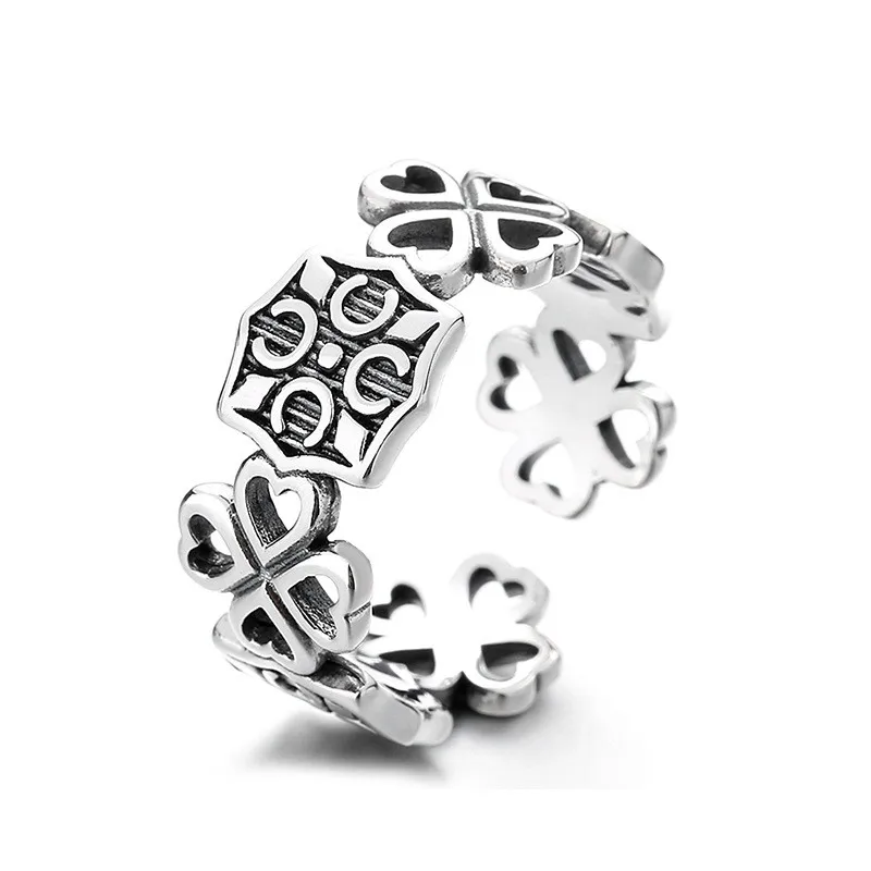 734JMZFSILVER Silver S925 Trendy Adjustable Retro Creative Geometric Clover Heart Rings For Girl Men Women Wedding Party Jewelry
734JMZFSILVER Silver S925 Trendy Adjustable Retro Creative Geometric Clover Heart Rings For Girl Men Women Wedding Party Jewelry