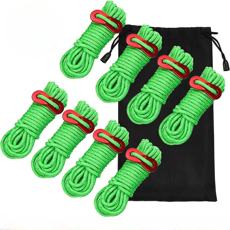 

4Pcs Fluorescent Green Tent Guide Rope for Camping, Reflective Guy Rope, Climbing Rope, Camping Gadgets and Accessories, 2m,