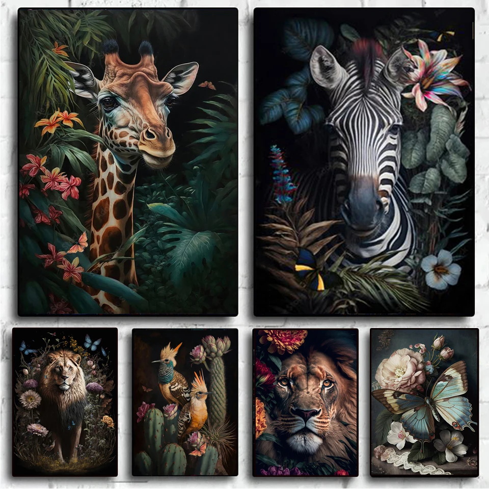 

Tropical Jungle Animals Diamond Painting 5d Diy Zebra giraffe lion Scenery Full Square Round Rhinestone Mosaic Cross Stitch Kit