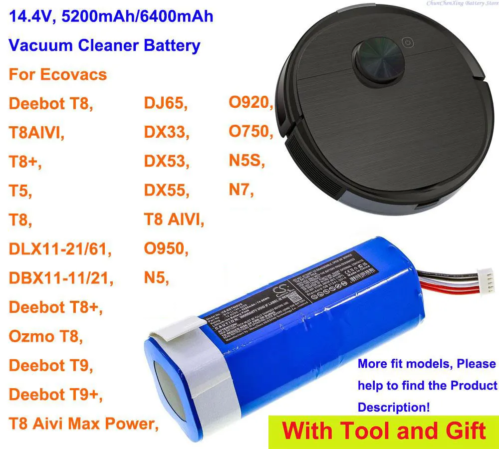 OrangeYu 5200mAh/6400mAh Battery for Ecova Deebot T9,O750,N5S,N7,T9+,DX55, please note: 2 different batteries for DX55
OrangeYu 5200mAh/6400mAh Battery for Ecova Deebot T9,O750,N5S,N7,T9+,DX55, please note: 2 different batteries for DX55