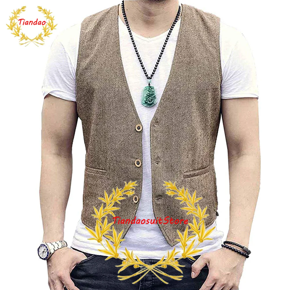 Men's Suit Vest Vintage Herringbone Wool Waistcoat Slim V-Neck Sleeveless Jacket Wedding Vests
Men's Suit Vest Vintage Herringbone Wool Waistcoat Slim V-Neck Sleeveless Jacket Wedding Vests