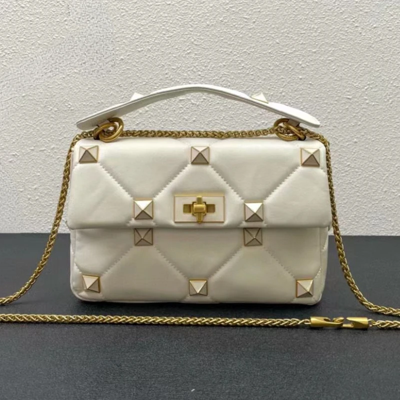 

Top Quality Women's Bag Luxury Designer Handbag Rhombus Lattice Gold Chain Colored Rivets Bag Fashion Shoulder Crossbody Bag