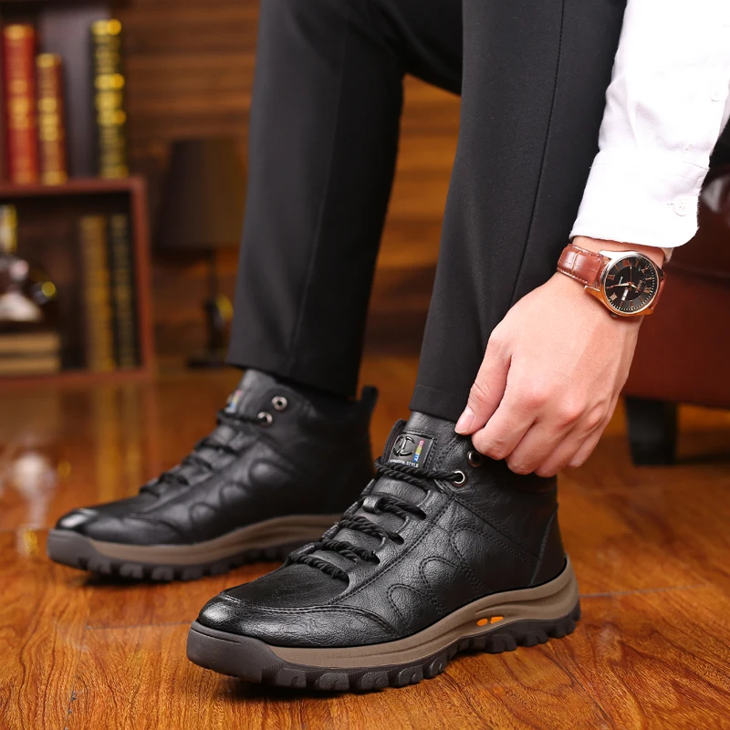Wool Ankle Snow Boots Men Leather Casual Shoes Man Boots Brown Mans Winter Shoes Botas Outdoor Hombre Non-slip Hight-quality
Wool Ankle Snow Boots Men Leather Casual Shoes Man Boots Brown Mans Winter Shoes Botas Outdoor Hombre Non-slip Hight-quality