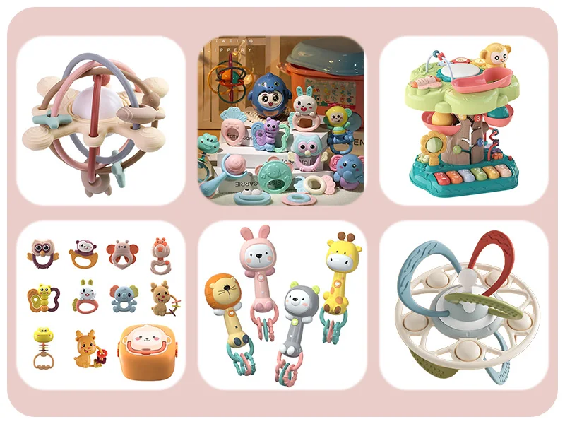 Generic Rattle & Ry Teether Bed Bell Silicone Montessori Ball Newborn