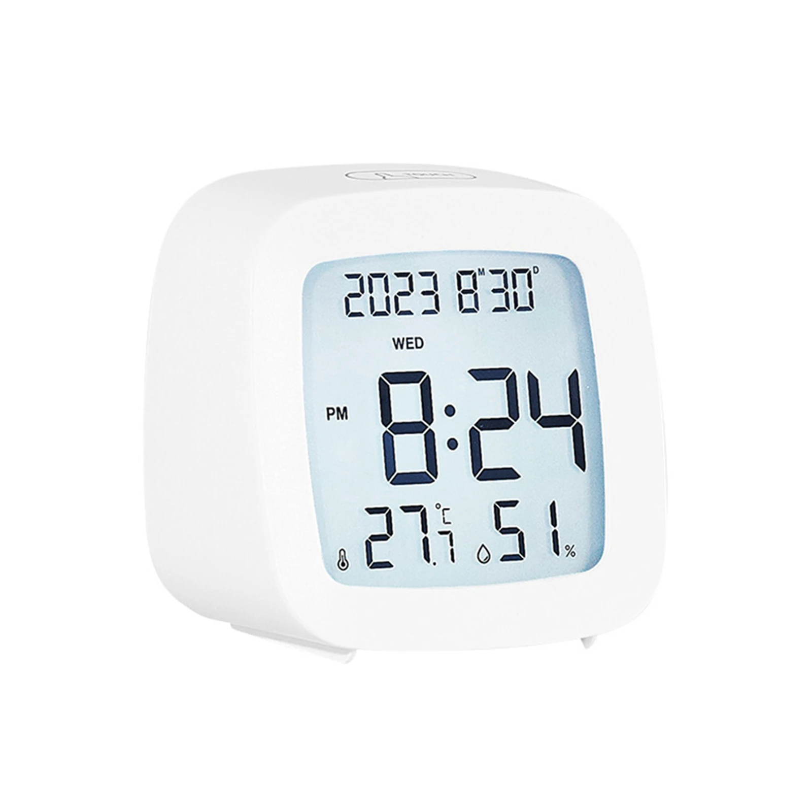 

Temperature Humidity Digital Alarm Clock 12/24 Hours Switching Calendar Week Display Compact LCD Clock Plastic