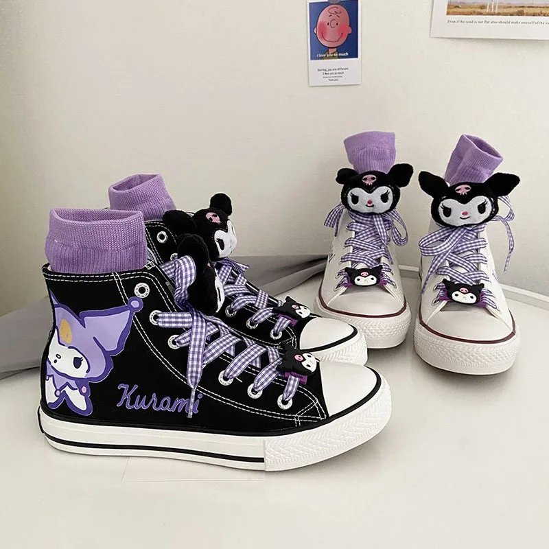 Высокие холщовые ботинки Kawali Sanrio Kuromi со стандартной доской, универсальные аниме милые подарки для друзей, подарок на день рождения для девочек
Высокие холщовые ботинки Kawali Sanrio Kuromi со стандартной доской, универсальные аниме милые подарки для друзей, подарок на день рождения для девочек