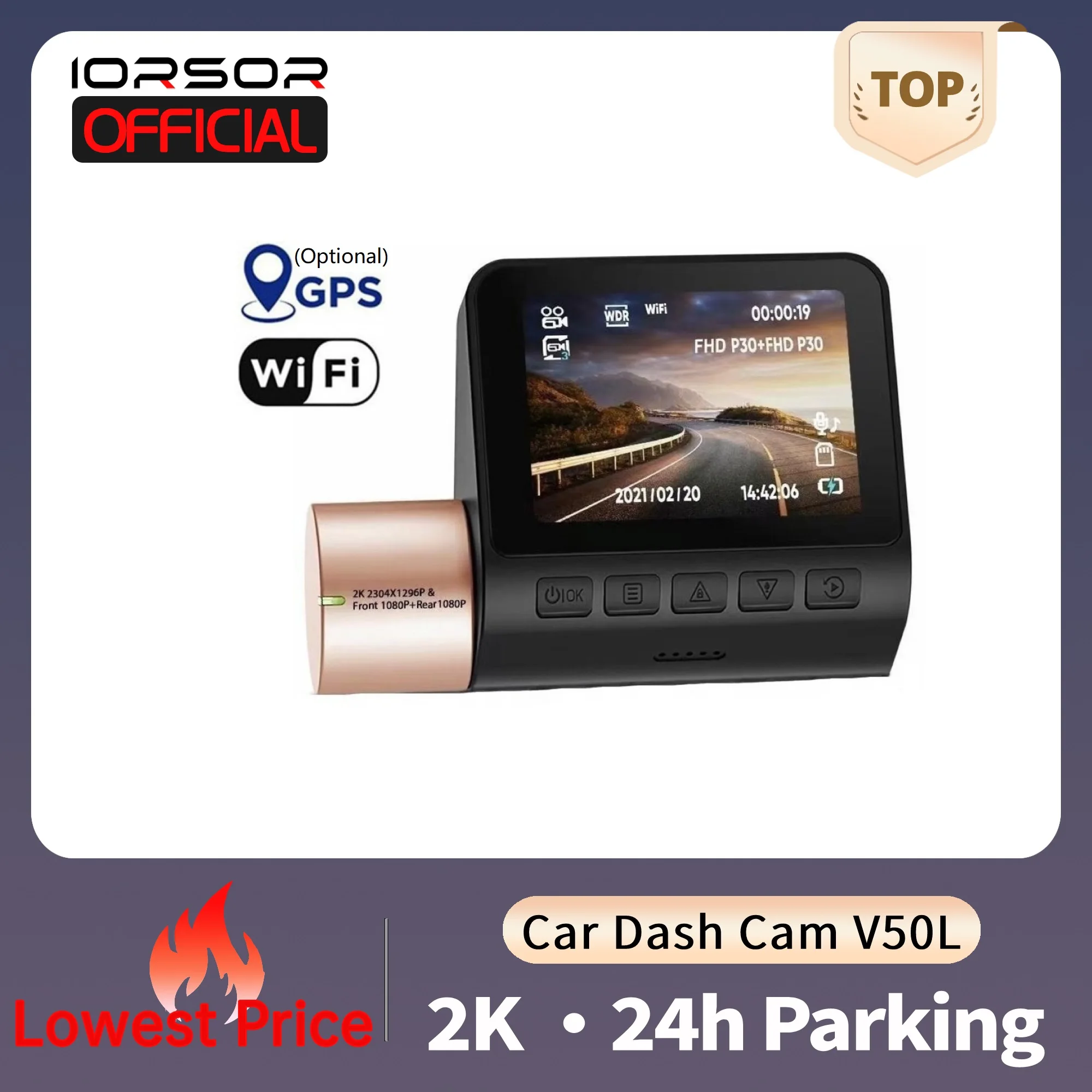 

2K Dash Cam for Car Camera Wifi GPS Night Vision Dashcam 24h Parking Monitor Dvr Para Coche Front Kamera Samochodowa Rejestrator