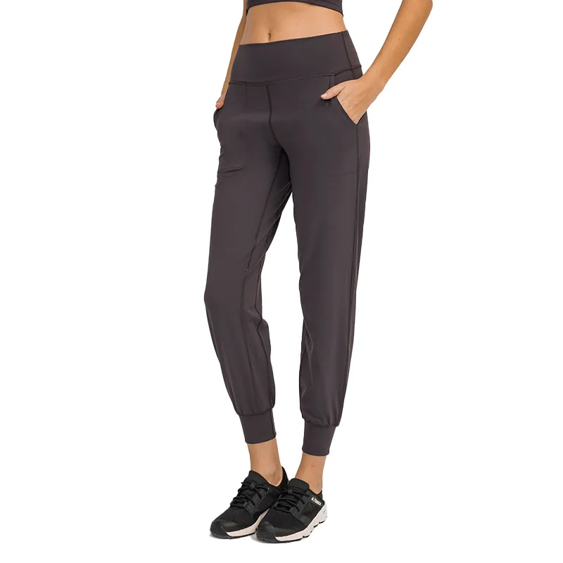 

Solid Color Women Sport Pant Comprehensive Training Jog Yoga Legging Fintess Breathable Drawstring Straight side Pocket JAGGER