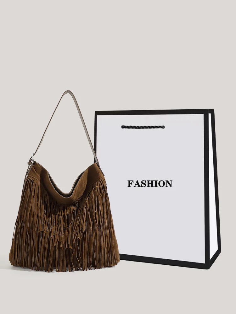 

Tassel Bag For Women Luxury Designer Brand Handbag Tassel Armpit Bag Winter Fur Shoulder Bag Large Capacity Totes Crossbody Bags
