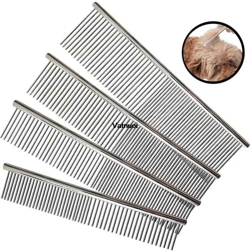 

Pet Dematting Comb Stainless Steel Pet Grooming Comb for Dogs and Cats Gently Removes Loose Undercoat, Mats, Tangles and Knots