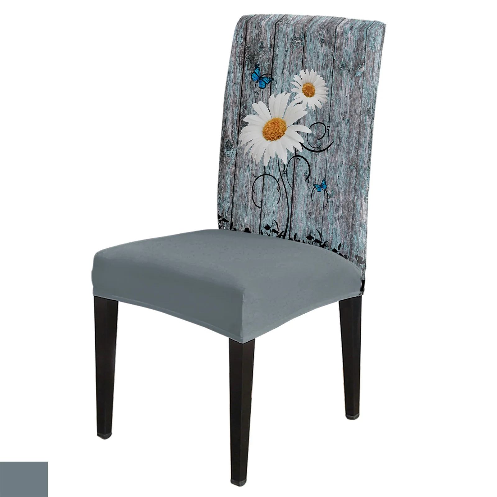 

Daisy Retro Wood Grain Butterfly Dining Chair Cover 4/6/8PCS Spandex Elastic Chair Slipcover Case for Wedding Home Dining Room