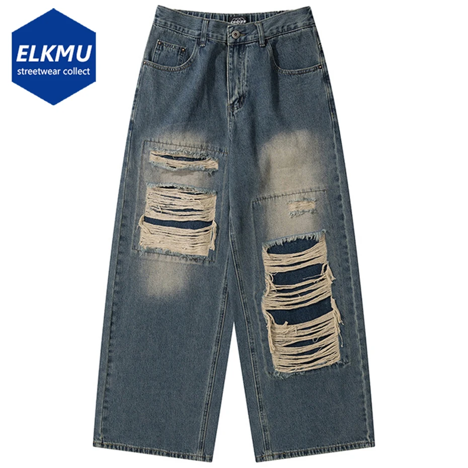 Vintage Loose Jeans Men Black Blue Baggy Denim Pants Ripped Hip Hop Streetwear Jeans Trousers Retro Harajuku Y2K Jeans 
Vintage Loose Jeans Men Black Blue Baggy Denim Pants Ripped Hip Hop Streetwear Jeans Trousers Retro Harajuku Y2K Jeans