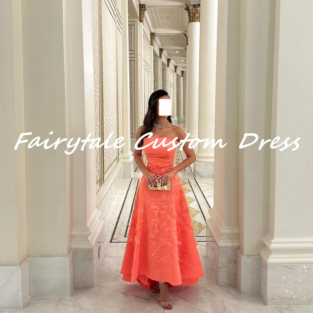 

Fairytale Dresses Orange Strapless A-Line Elegant and pretty women's dresses Dubai Luxury Evening Dress 2024 Wedding Party Dress