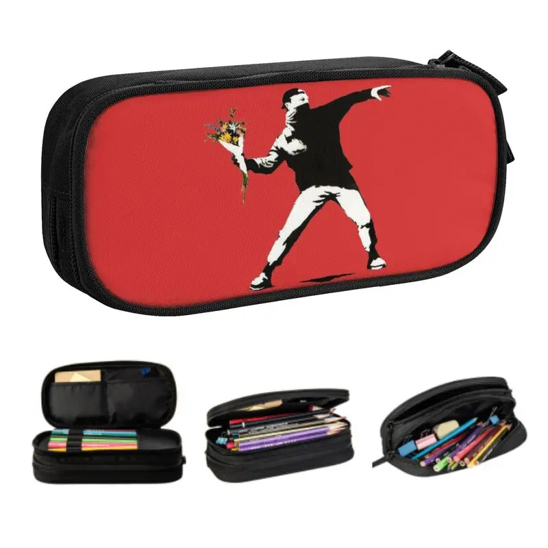 Cute Banksy Love Is In The Air Flower Thrower Pencil Cases for Boy Girl Big Capacity Flower Bomber Pencil Box Stationery
Cute Banksy Love Is In The Air Flower Thrower Pencil Cases for Boy Girl Big Capacity Flower Bomber Pencil Box Stationery