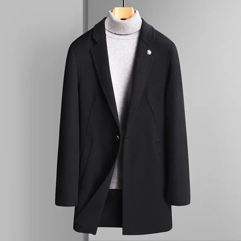 

Autumn Coat Men's Mid Length New Suit Collar Casual Coat for Middle-aged and Young People